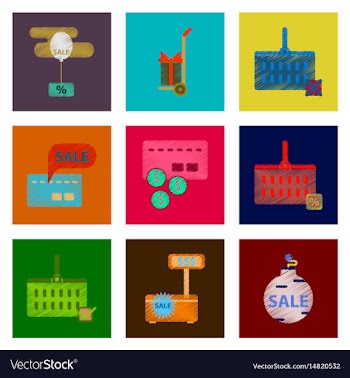 Assembly of flat shading style icon set gifts and vector image