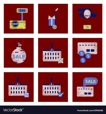Assembly of flat shading style icon set gifts and vector image