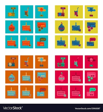 Assembly of flat shading style icon set gifts and vector image