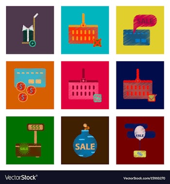 Assembly of flat shading style icon set gifts and vector image