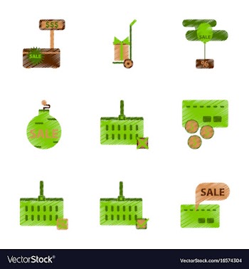 Assembly of flat shading style icon set gifts and vector image
