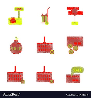Assembly of flat shading style icon set gifts and vector image