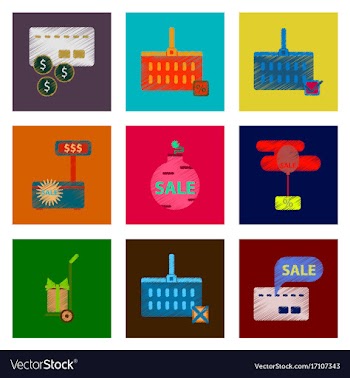 Assembly of flat shading style icon set gifts and vector image