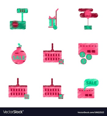 Assembly of flat shading style icon set gifts and vector image