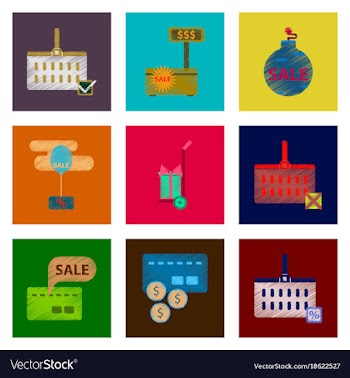 Assembly of flat shading style icon set gifts and vector image