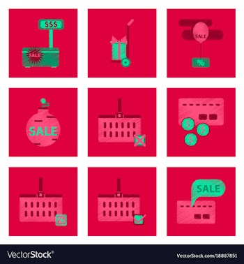 Assembly of flat shading style icon set gifts and vector image