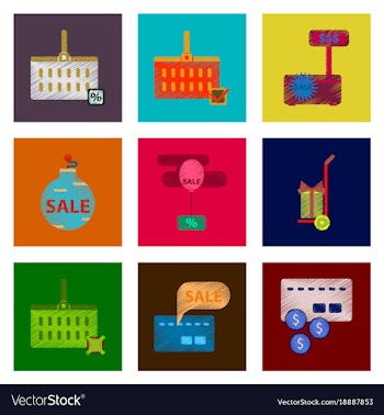 Assembly of flat shading style icon set gifts and vector image
