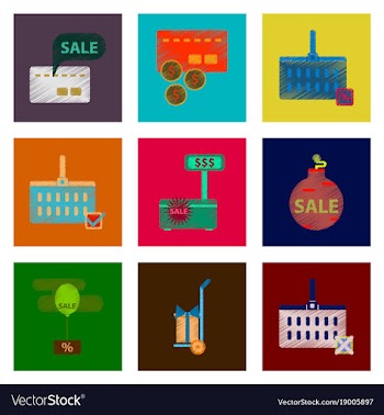 Assembly of flat shading style icon set gifts and vector image