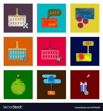 Assembly of flat shading style icon set gifts and vector image