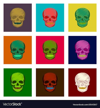 Assembly of flat shading style icon skull vector image