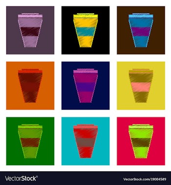 Assembly of flat shading style pixel icon coffee vector image