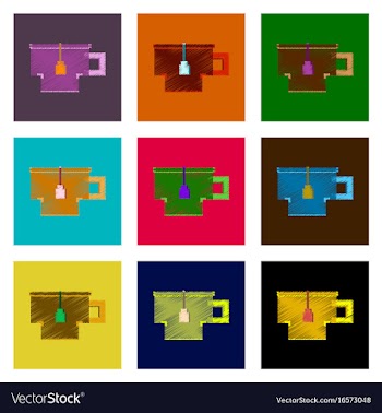 Assembly of flat shading style pixel icon cup of vector image