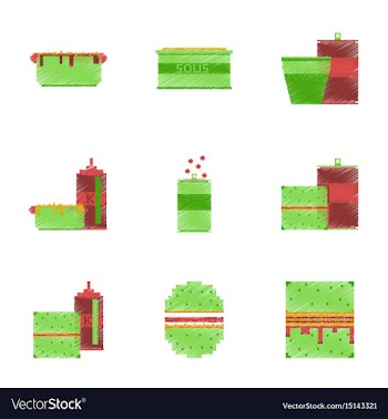 Assembly of flat shading style pixel icon fast vector image