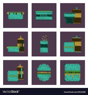 Assembly of flat shading style pixel icon fast vector image