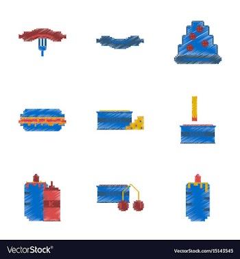Assembly of flat shading style pixel icon fast vector image