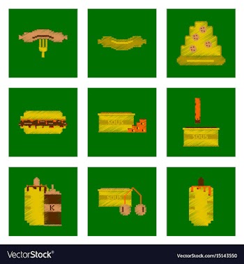 Assembly of flat shading style pixel icon fast vector image