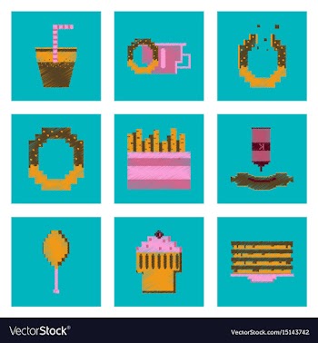 Assembly of flat shading style pixel icon fast vector image