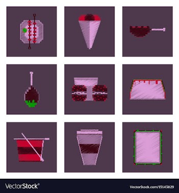 Assembly of flat shading style pixel icon fast vector image