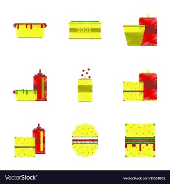Assembly of flat shading style pixel icon fast vector image