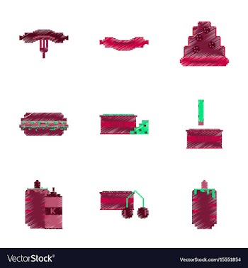 Assembly of flat shading style pixel icon fast vector image