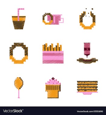 Assembly of flat shading style pixel icon fast vector image