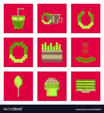 Assembly of flat shading style pixel icon fast vector image