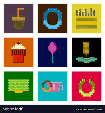 Assembly of flat shading style pixel icon fast vector image