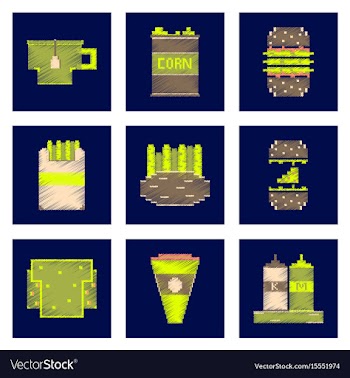 Assembly of flat shading style pixel icon fast vector image