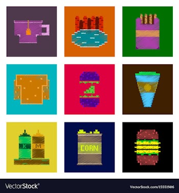 Assembly of flat shading style pixel icon fast vector image