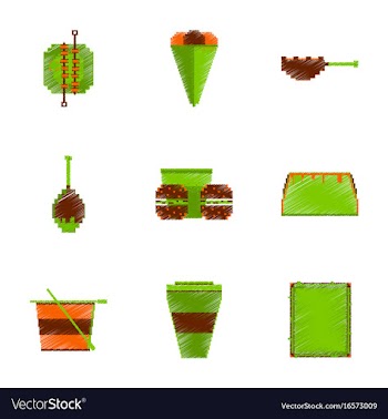 Assembly of flat shading style pixel icon fast vector image