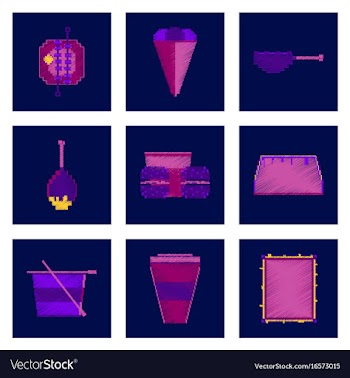 Assembly of flat shading style pixel icon fast vector image