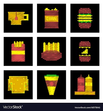 Assembly of flat shading style pixel icon fast vector image