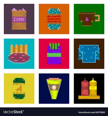 Assembly of flat shading style pixel icon fast vector image
