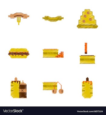Assembly of flat shading style pixel icon fast vector image