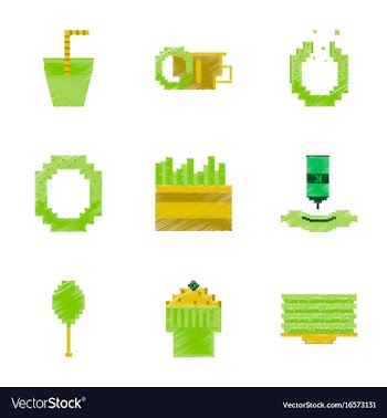 Assembly of flat shading style pixel icon fast vector image