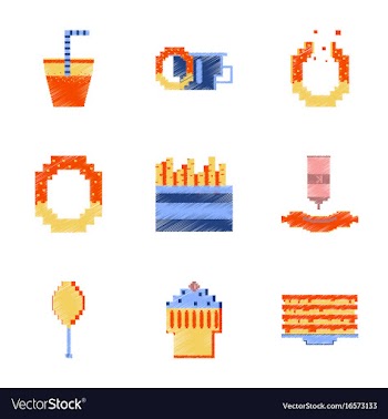 Assembly of flat shading style pixel icon fast vector image
