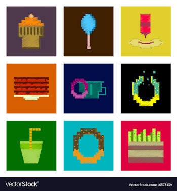 Assembly of flat shading style pixel icon fast vector image