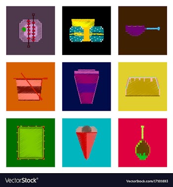 Assembly of flat shading style pixel icon fast vector image