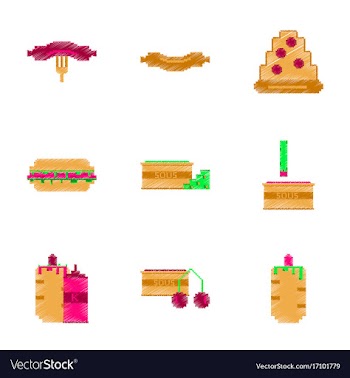 Assembly of flat shading style pixel icon fast vector image