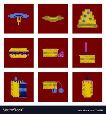 Assembly of flat shading style pixel icon fast vector image