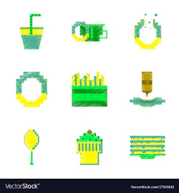 Assembly of flat shading style pixel icon fast vector image