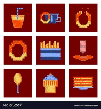 Assembly of flat shading style pixel icon fast vector image