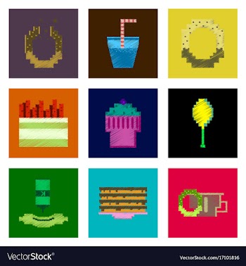 Assembly of flat shading style pixel icon fast vector image