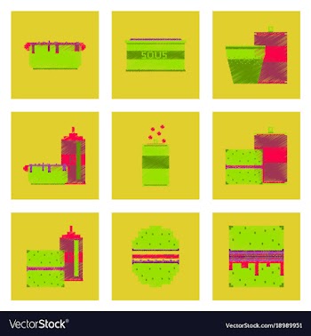 Assembly of flat shading style pixel icon fast vector image