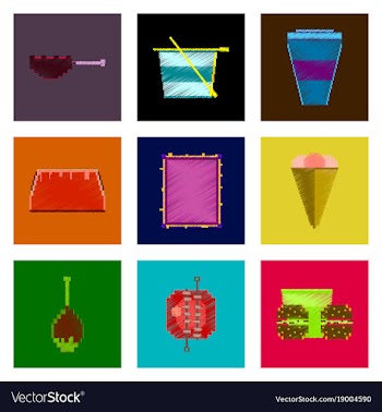 Assembly of flat shading style pixel icon fast vector image