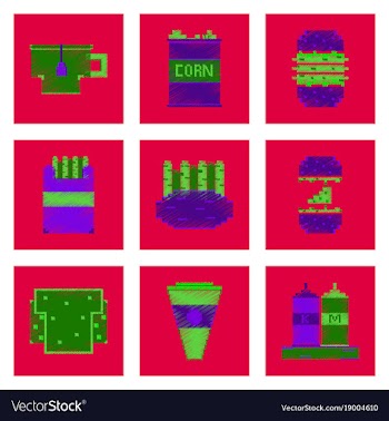 Assembly of flat shading style pixel icon fast vector image