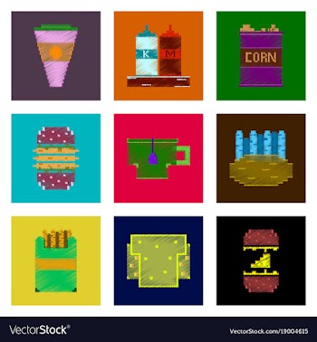 Assembly of flat shading style pixel icon fast vector image
