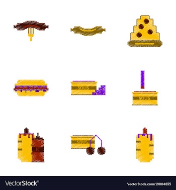 Assembly of flat shading style pixel icon fast vector image