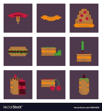 Assembly of flat shading style pixel icon fast vector image