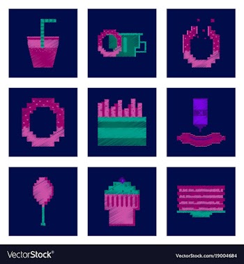 Assembly of flat shading style pixel icon fast vector image